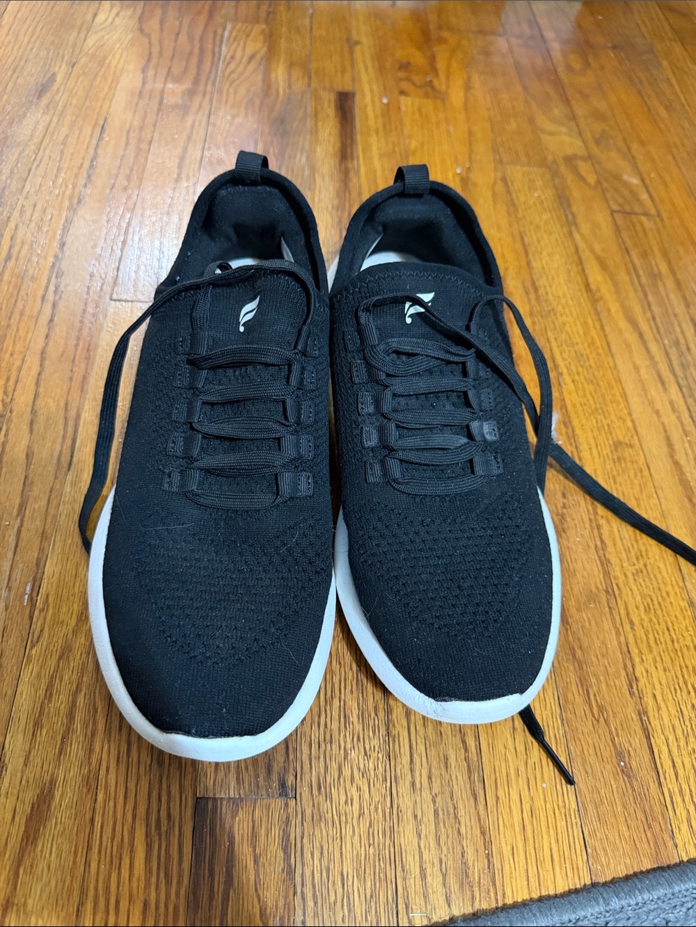 Fabletics Black Knit Sneakers with White Soles